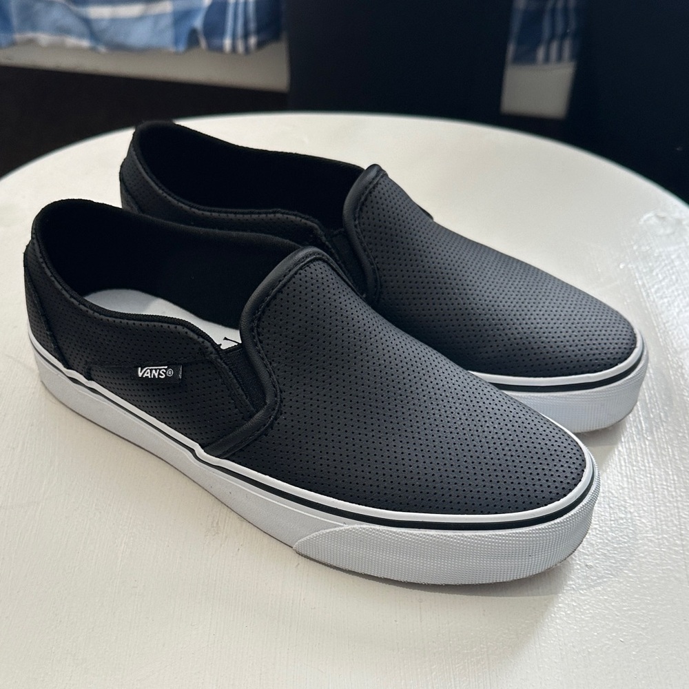 Vans womens Perforated Black Slip-On Sneakers